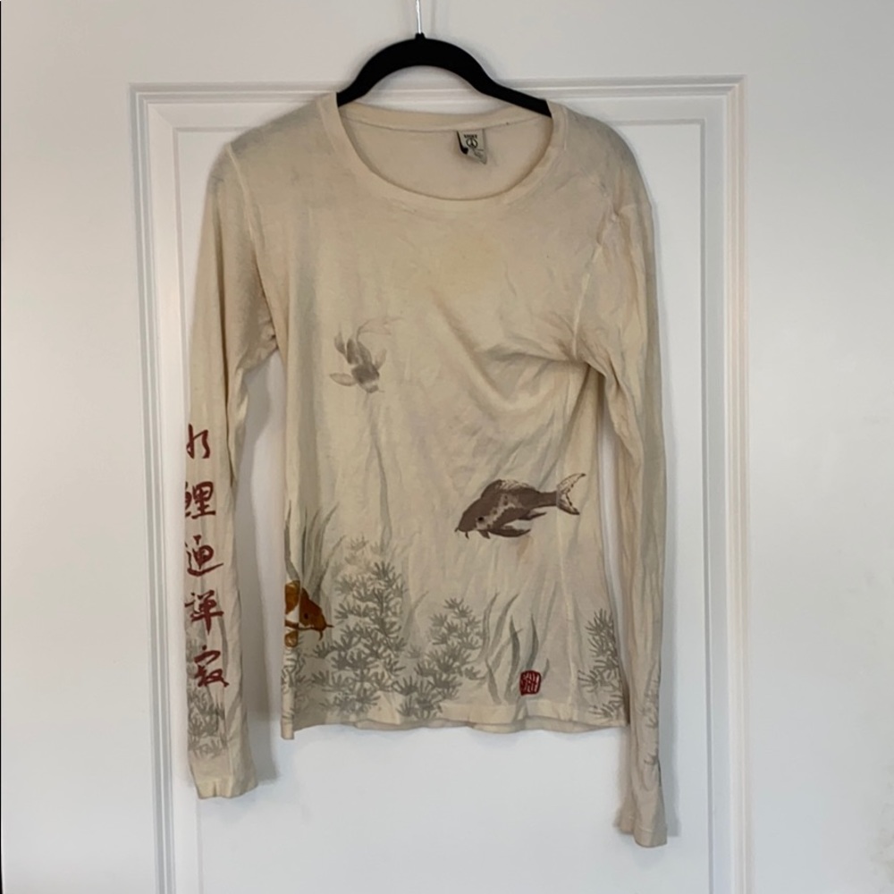 Koi fish Asian themed long sleeved cotton shirt
